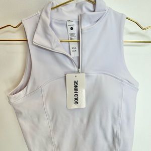 Gold Hinge quarter zip tank white S